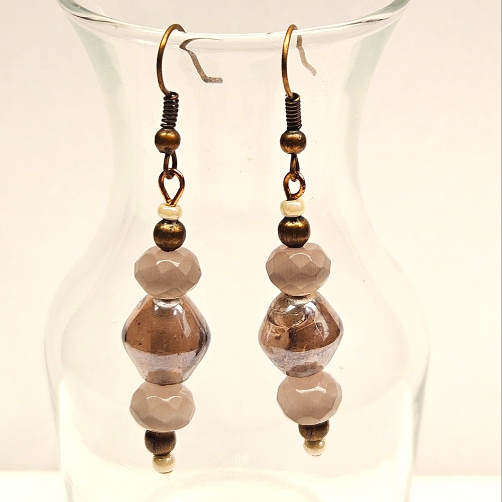 Purple Glass Beaded Earrings